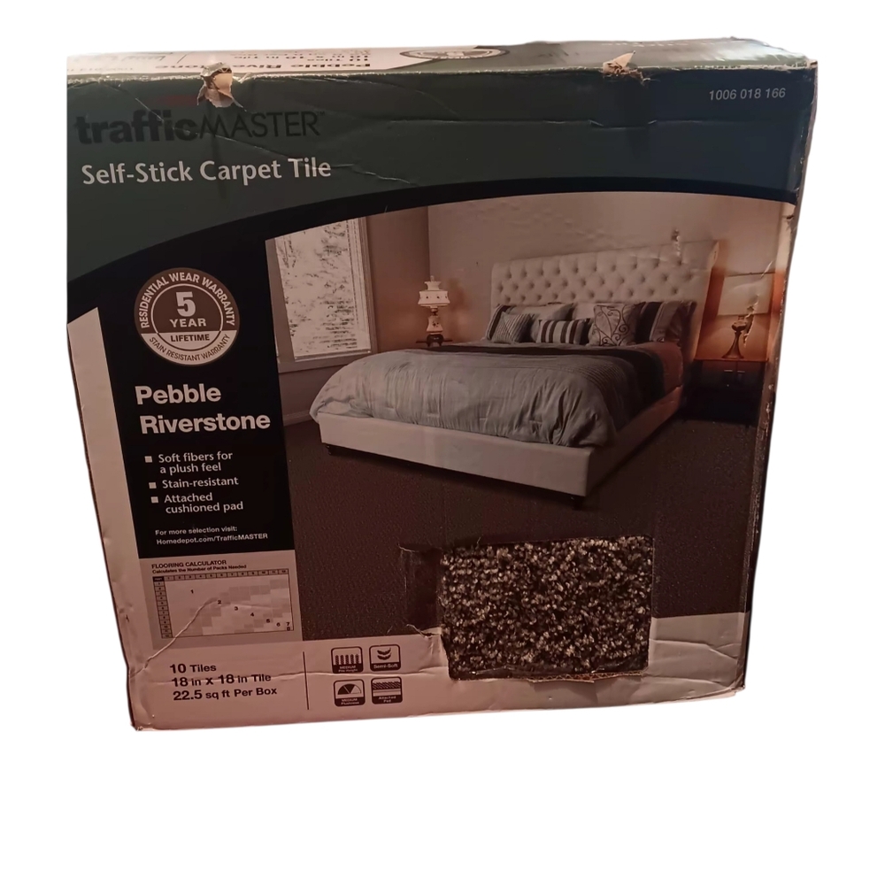 TrafficMaster Pebble Riverstone Carpet Tile 18inx18in Box Of 10